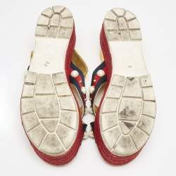Gucci Multicolor Leather And Canvas Web Studded Platform Sandals Size 39