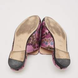Gucci Black/Pink Lace and Leather Princetown Mules Sandals Size 38.5