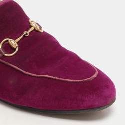 Gucci Purple Velvet Princetown Horsebit Mules Size 37