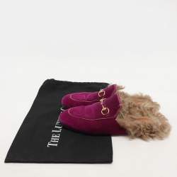 Gucci Purple Velvet Princetown Horsebit Mules Size 37