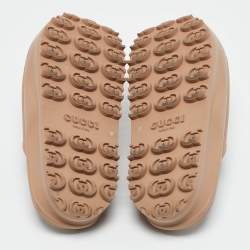 Pre Owned Gucci Beige Rubber Interlocking GG Platform Slide Sandals Size 37