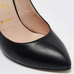 Gucci Black Leather Sylvie Web Detail Slingback Pumps Size 36