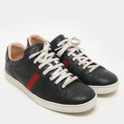 Gucci Black Guccissima Leather Ace Sneakers Size 40