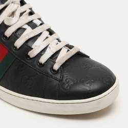 Gucci Black Guccissima Leather Ace Sneakers Size 40