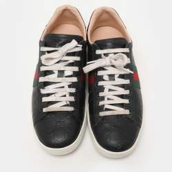 Gucci Black Guccissima Leather Ace Sneakers Size 40