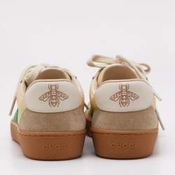 Pre Owned Gucci Tricolor Leather G74 Web Low Top Sneakers Size 36