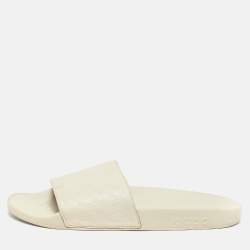Gucci Cream Microguccissima Rubber Pool Flats Size 39