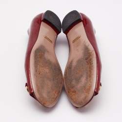 Gucci Red Microguccissima Patent Leather Jolene Peep Toe Ballet Flats Size 38