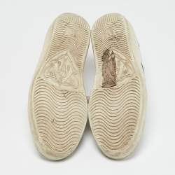 Gucci White Leather Bee Embroidered Ace Web Low Top Sneakers Size 37