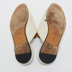 Gucci Off White Leather Princetown Flat Mules Size 38