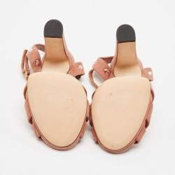 Gucci Old Rose Suede Crystals Embellished Ankle Strap Sandals Size 36