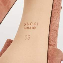 Gucci Old Rose Suede Crystals Embellished Ankle Strap Sandals Size 36