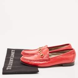 Gucci Red Patent Leather Horsebit Slip On Loafers Size 36