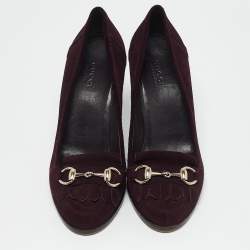 Gucci Burgundy Suede Horsebit Fringe Pumps Size 36.5