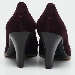 Gucci Burgundy Suede Horsebit Fringe Pumps Size 36.5