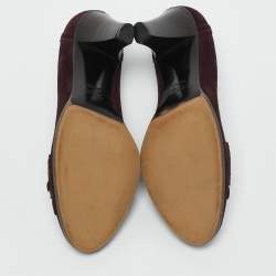 Gucci Burgundy Suede Horsebit Fringe Pumps Size 36.5
