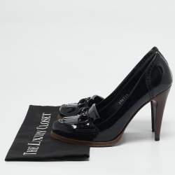 Gucci Black Patent Leather Horsebit Fringe Pumps Size 37