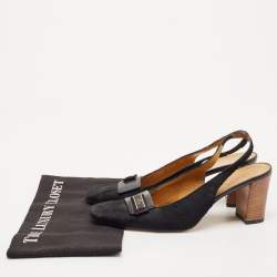 Gucci Black Calf Hair and Leather Slingback Pumps Size 39