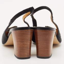 Gucci Black Calf Hair and Leather Slingback Pumps Size 39