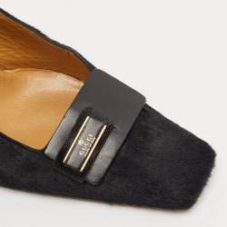 Gucci Black Calf Hair and Leather Slingback Pumps Size 39