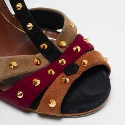 Pre Owned Gucci Multicolor Suede Jacquelyne Ankle Strap Sandals Size 39