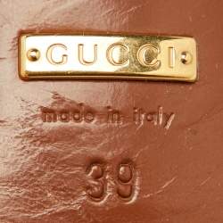 Gucci Brown Leather Horsebit Detail T-Strap Sandals Size 39