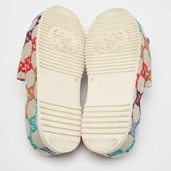 Gucci Multicolor Linen Psychedelic Mini GG Monogram Angelina Platform Slide Sandals Size 39