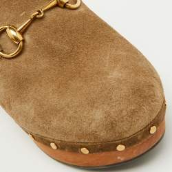 Gucci Brown Suede Horsebit Amstel Slingback Clogs Size 38.5