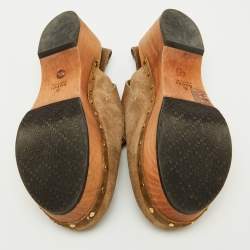Gucci Brown Suede Horsebit Amstel Slingback Clogs Size 38.5