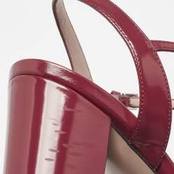 Gucci Burgundy Leather Claudie Platform Sandals Size 38