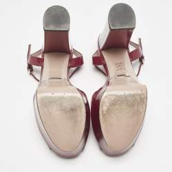 Gucci Burgundy Leather Claudie Platform Sandals Size 38