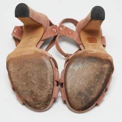 Gucci Old Rose Suede Crystal Embellished T-Strap Sandals Size 39.5