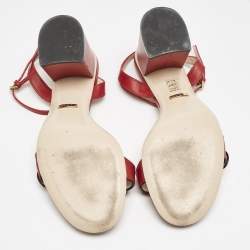 مملوكة مسبقًا Gucci Red Leather GG Marmont Ankle Strap Sandals Size 38