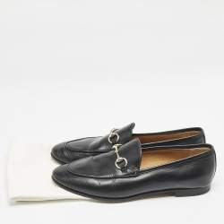 Gucci Black Leather Jordaan Loafers Size 39