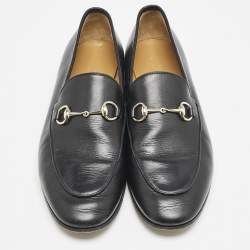 Gucci Black Leather Jordaan Loafers Size 39