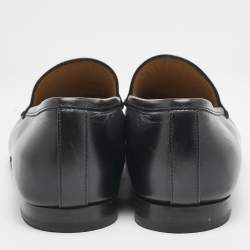 Gucci Black Leather Jordaan Loafers Size 39