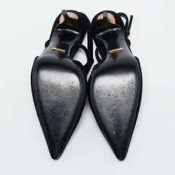Gucci Black GG Velvet Pointed Toe Slingback Pumps Size 39.5