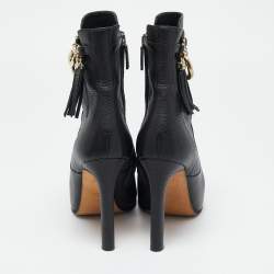 Gucci Black Leather Platform Ankle Boots Size 38