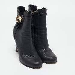 Gucci Black Leather Platform Ankle Boots Size 38