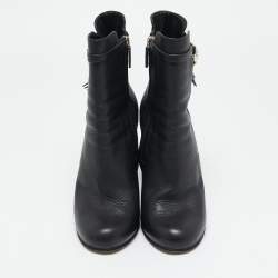 Gucci Black Leather Platform Ankle Boots Size 38
