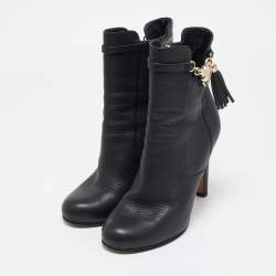 Gucci Black Leather Platform Ankle Boots Size 38