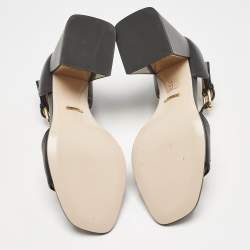 Gucci Black Leather Horsebit Ankle Strap Sandals Size 40