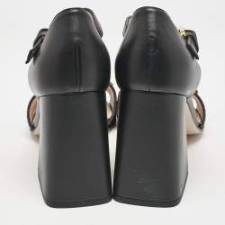 Gucci Black Leather Horsebit Ankle Strap Sandals Size 40