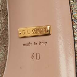 Gucci Multicolor Leather Platform Peep Toe Pumps Size 40