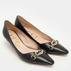 Gucci Black Leather Zumi Pumps Size 38