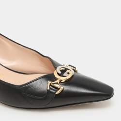Gucci Black Leather Zumi Pumps Size 38