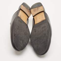 مملوكة مسبقًا حذاء غوتشي برينستاون مسطح جلد أسود مطرز بالورد مقاس 37