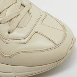 Gucci Cream Leather Rhyton Low Top Sneakers Size 37.5