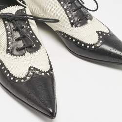 Gucci Black/White Brogue Leather Pointed Toe Oxfords Size 40