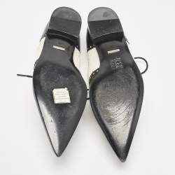 Gucci Black/White Brogue Leather Pointed Toe Oxfords Size 40